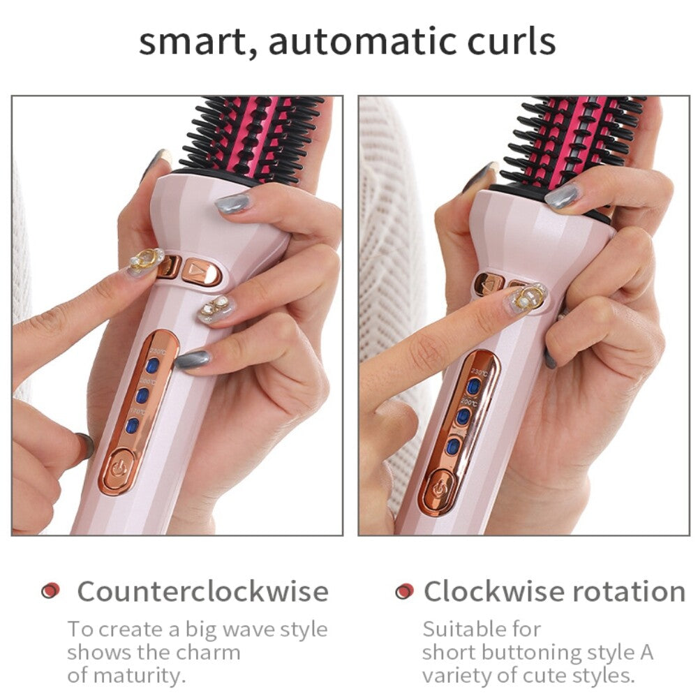 Electric Automatic Rotating Hair Straightener Curler Brush Heat Styling Comb