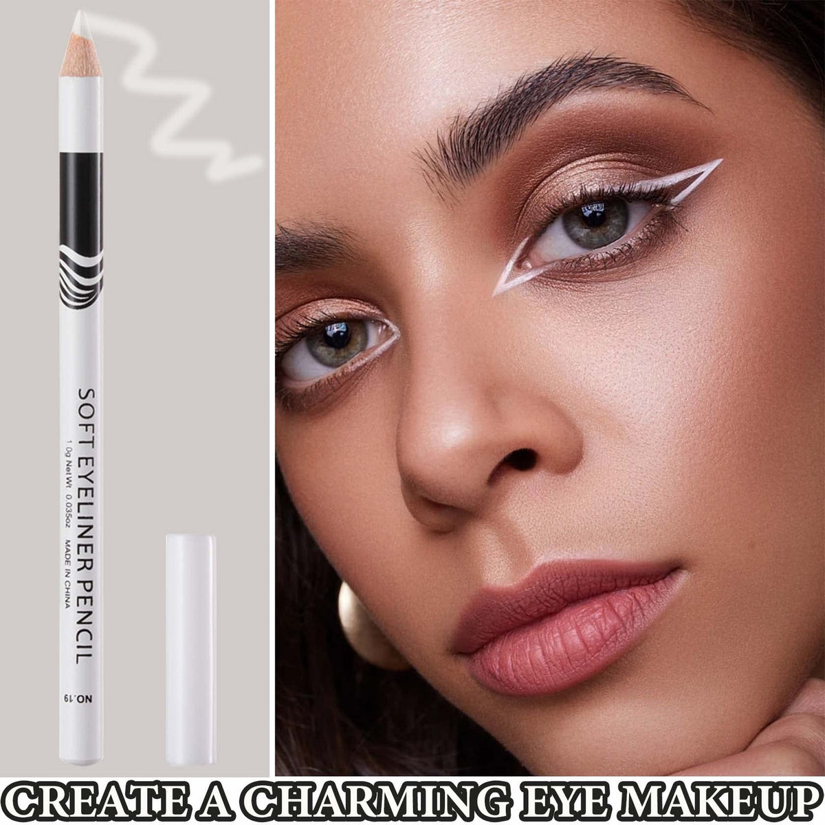 White Eyeliner Pencils Set - Long Lasting Waterproof Makeup 12 Pack