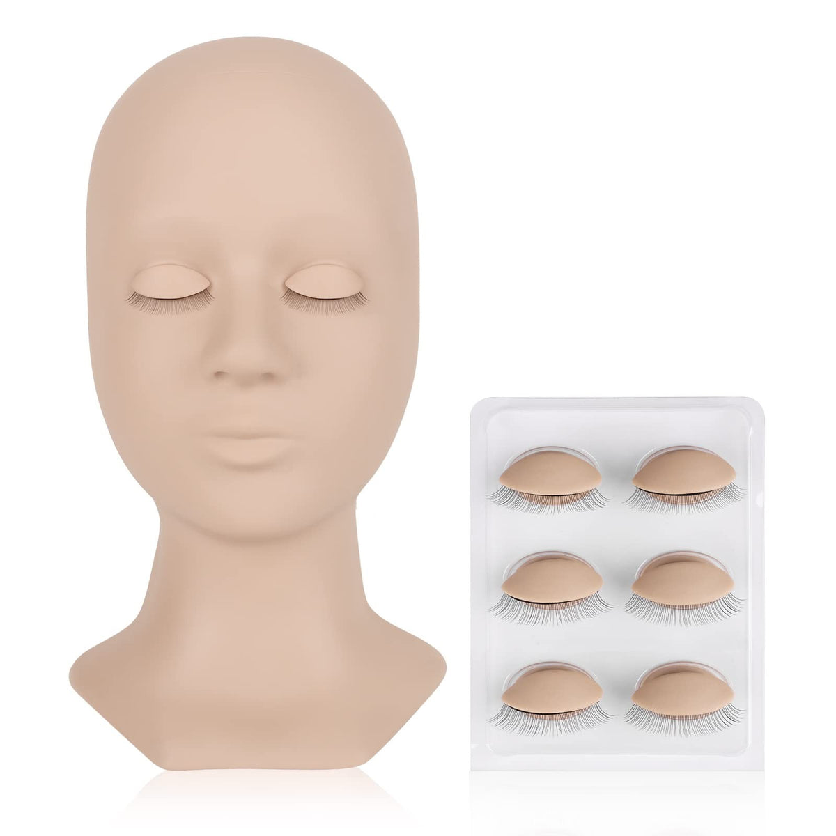 Lash Mannequin Head for Eyelash Extension Practice with 4 Replaced Eyelids