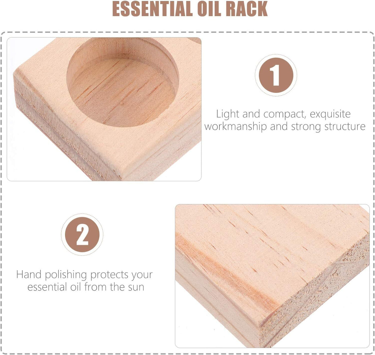 Wooden Essential Oil Bottle Organizer 6 Slots - Compact Desktop Display
