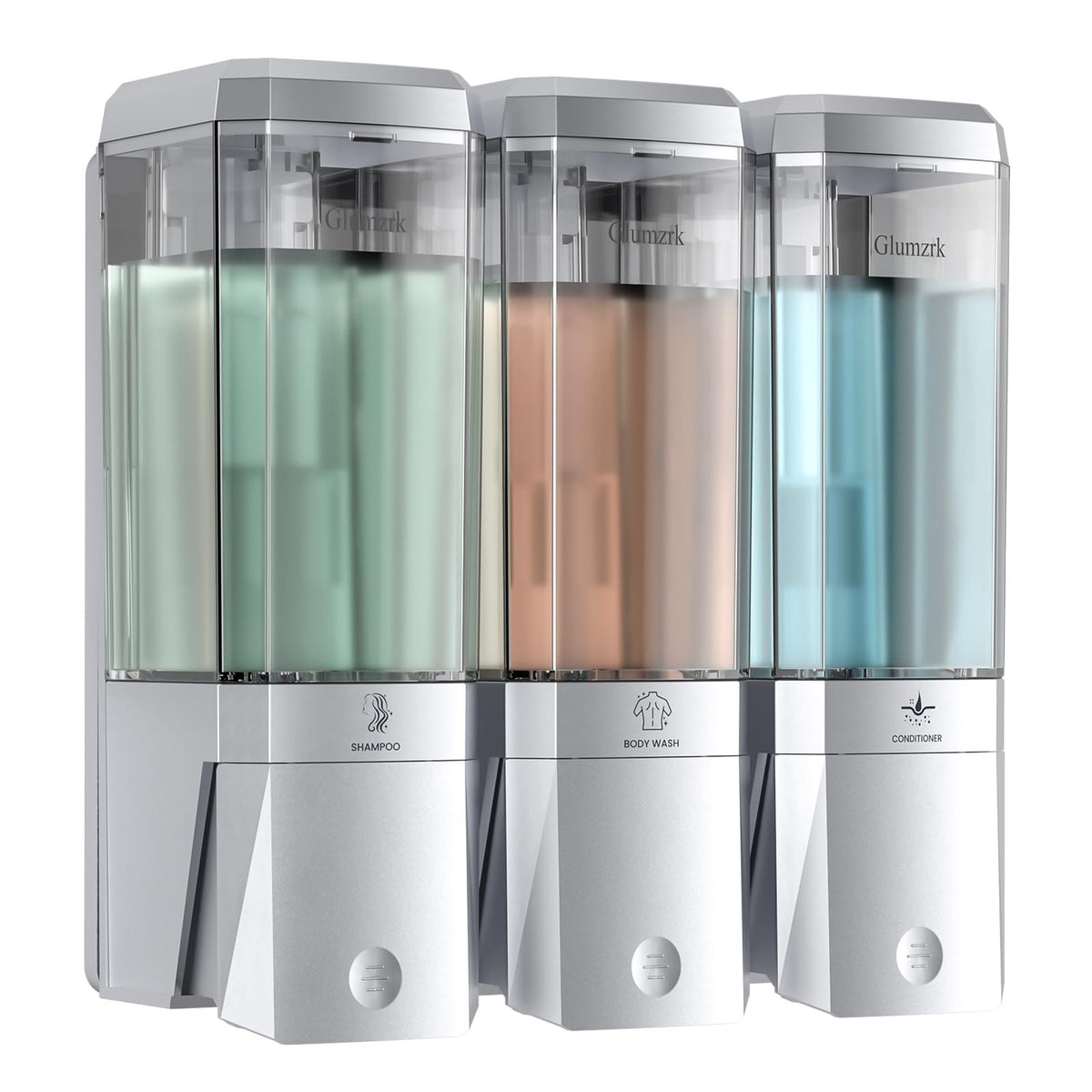 Shampoo and Conditioner Dispenser 3 Chamber No Drill Shower Soap Wall