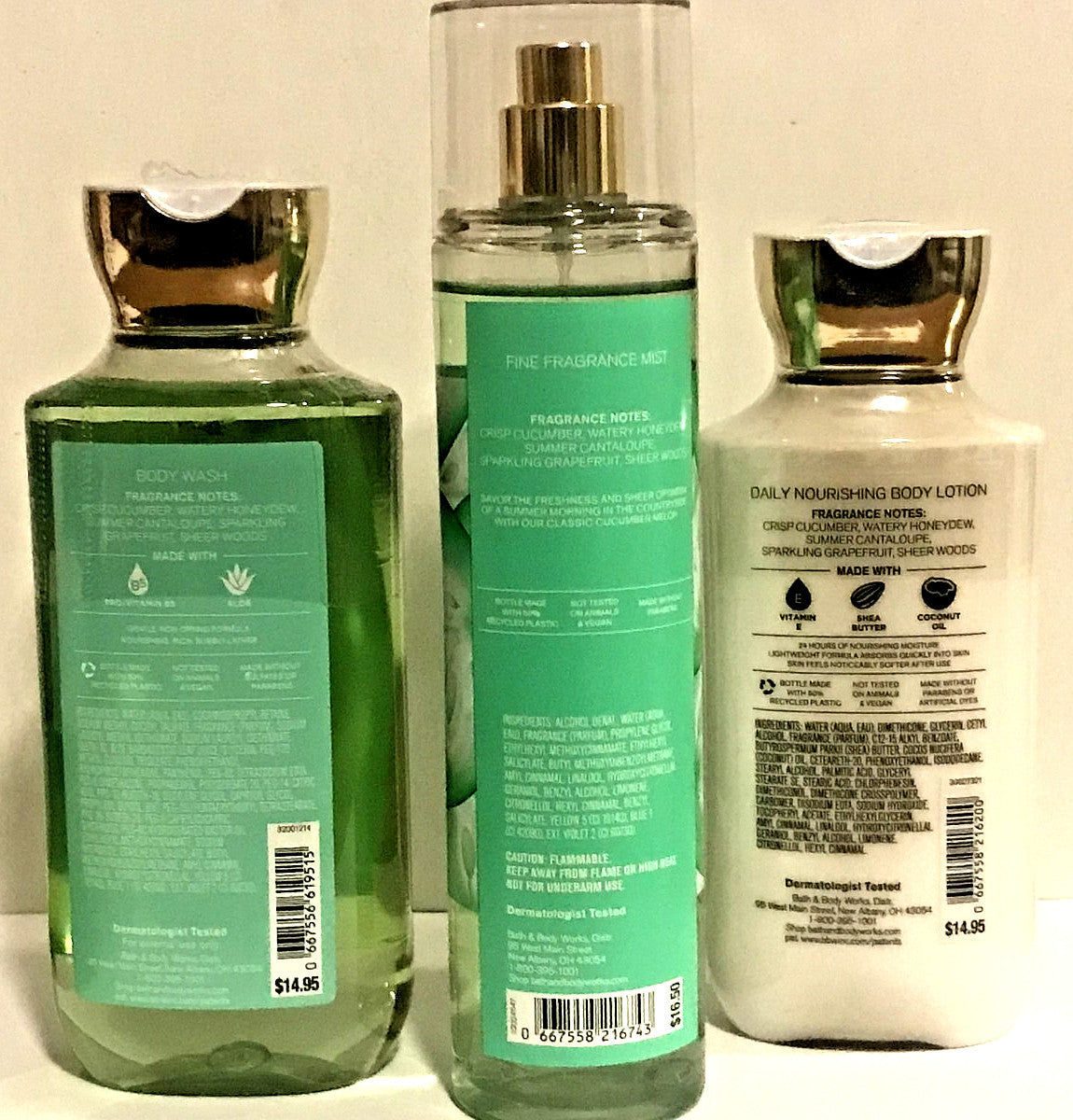 Cucumber Melon Body Care Set - Lotion, Mist & Shower Gel