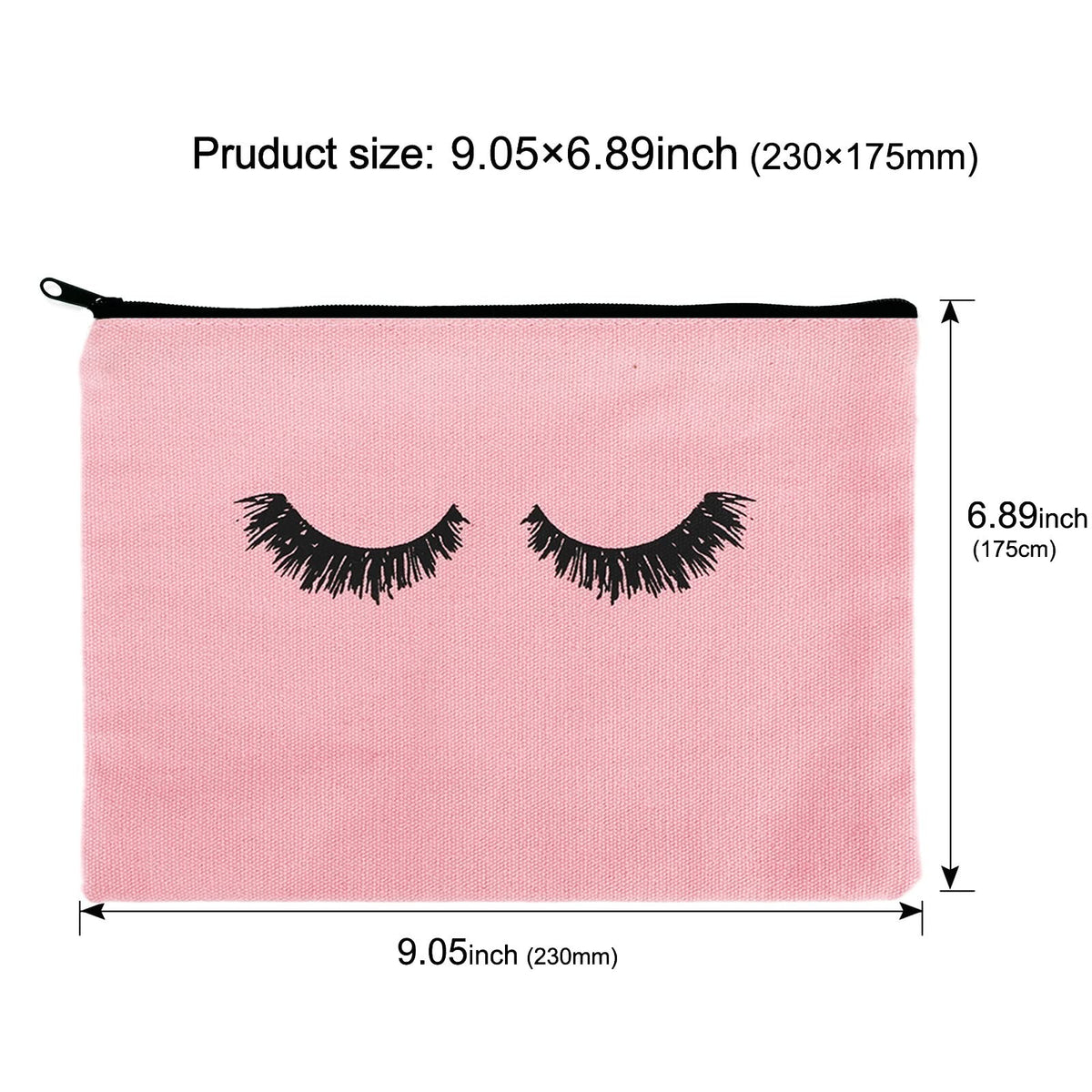 Canvas Makeup Pouch Set - 6 Pink Cosmetic Bags with Zipper Closure