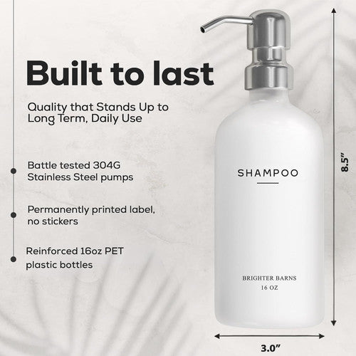 White Shampoo and Conditioner Dispenser Set by Brighter Barns - Shower