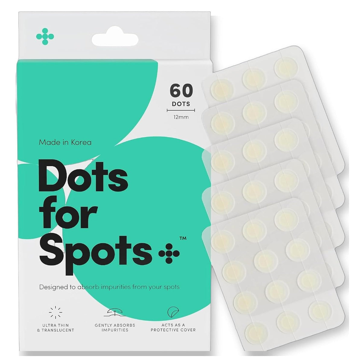 Translucent Hydrocolloid Acne Patches - Fast-Acting, Vegan, 60 Count