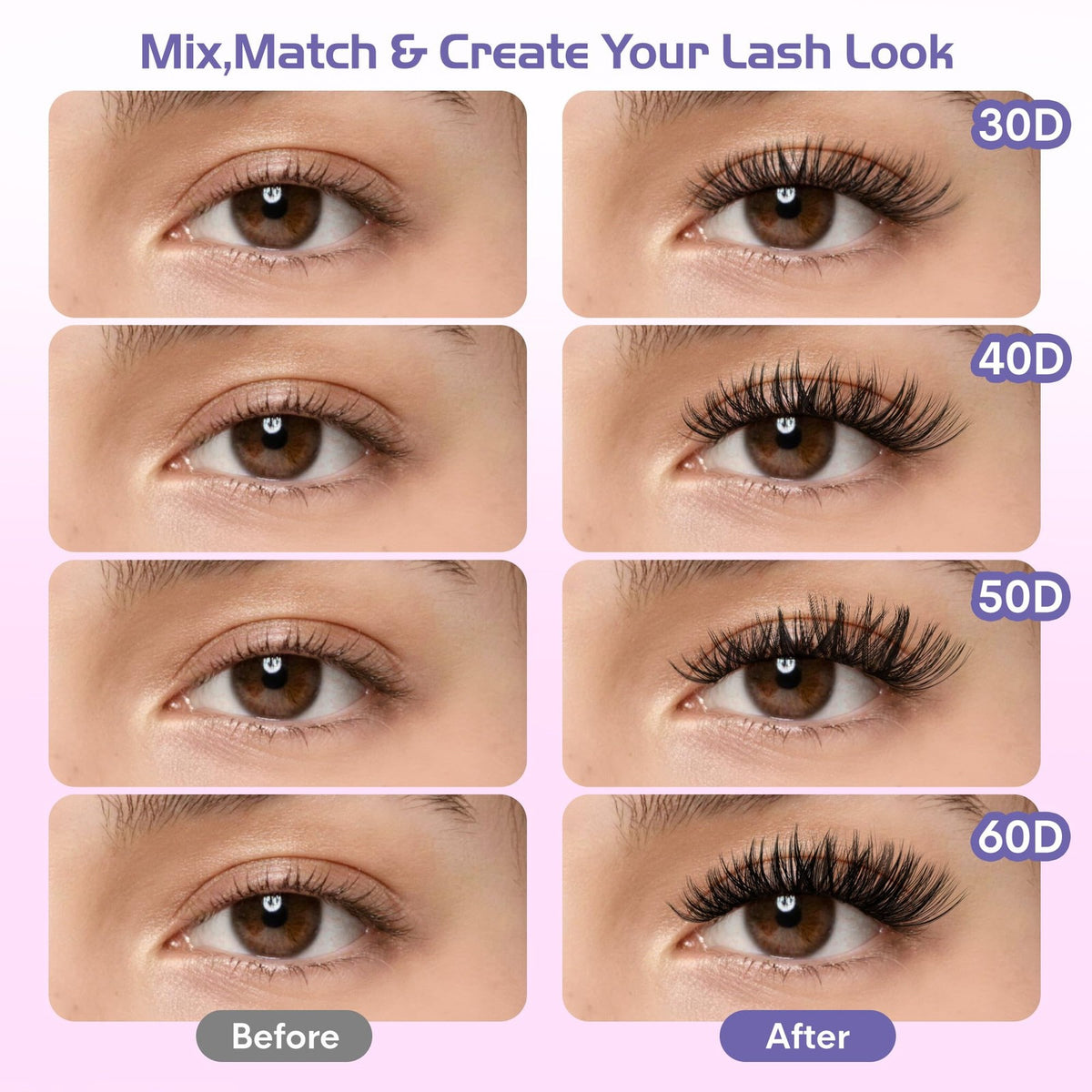 Eyelash Clusters Kit with 700 Faux Lashes & Tools - Natural & Glam Styles