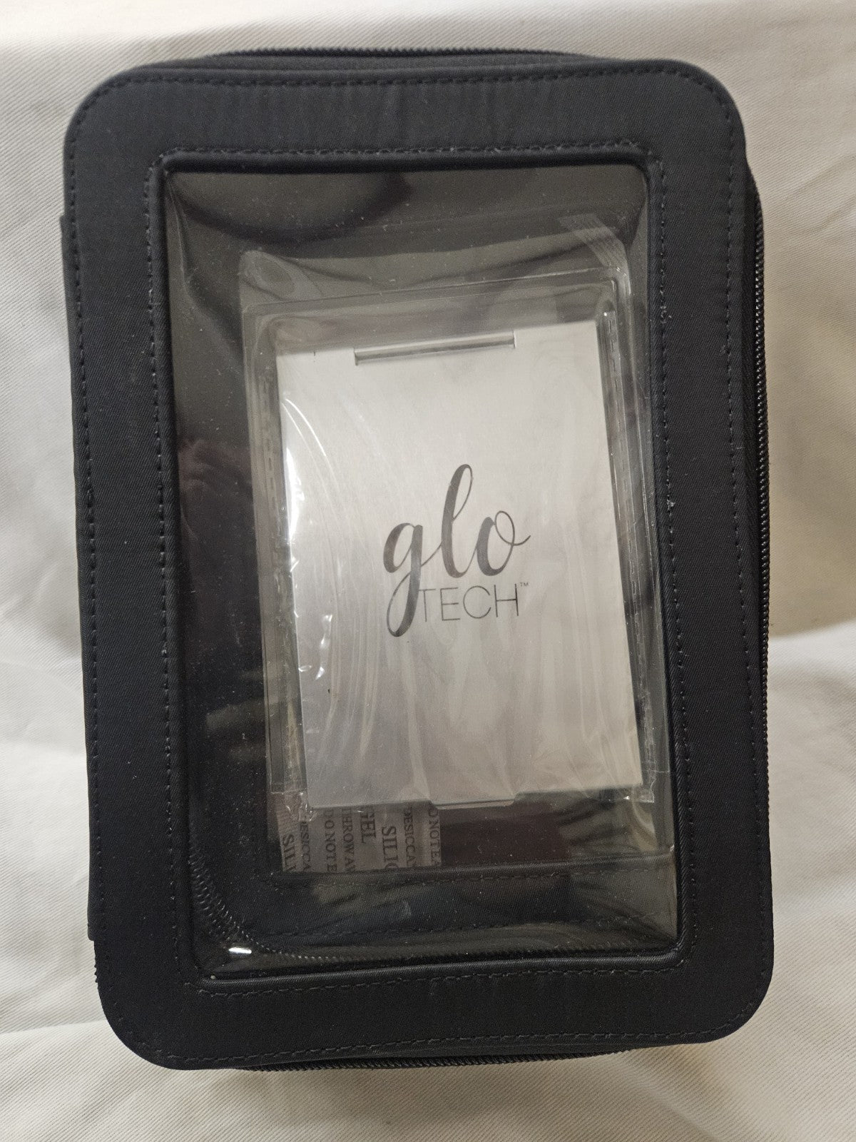 Black 3-Piece Cosmetic Bag Set with Compact Mirror & Travel Organizer