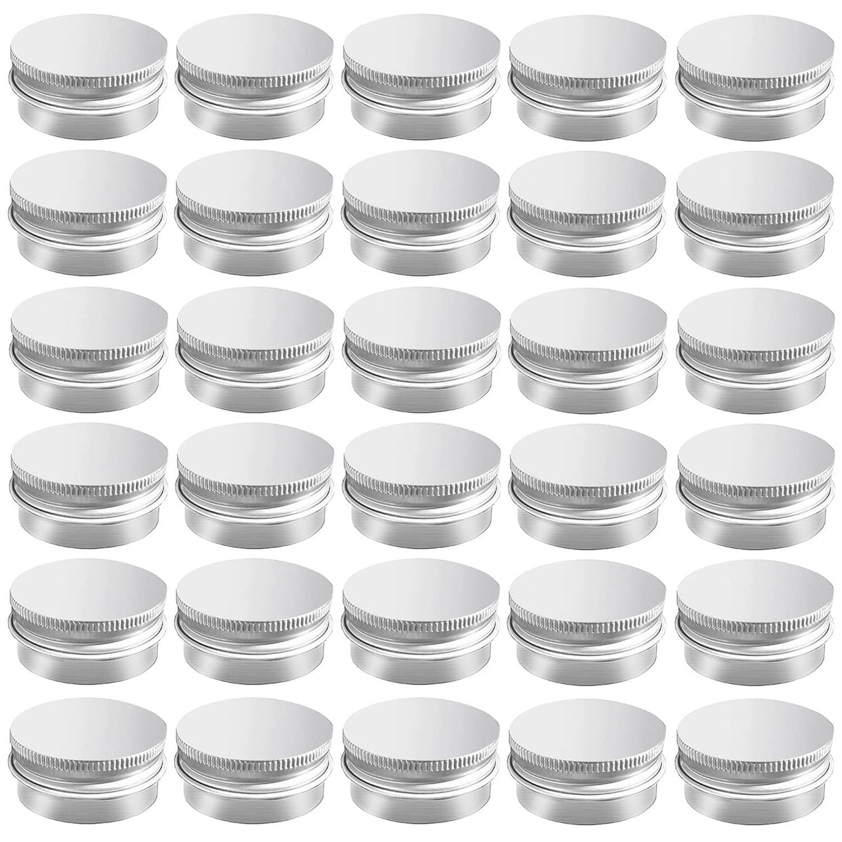 0.5 oz Refillable Aluminum Tin Jars with Screw Lid 30 Pack - Multipurpose Containers