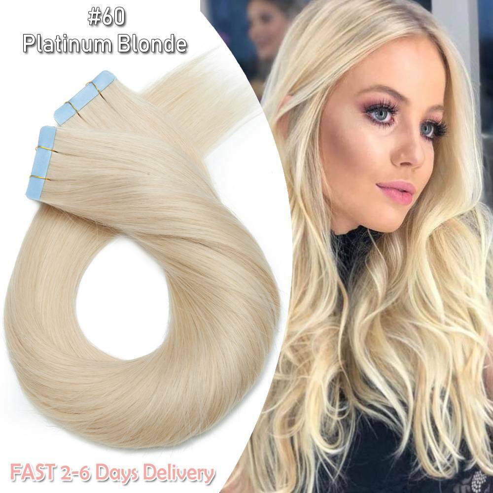 Remy Human Hair Extensions Full Head Skin Weft 80pcs Thick Tape-In Set