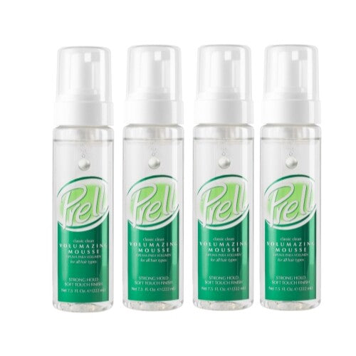 Prell Volumazing Hair Mousse 4-Pack - Strong Hold & Voluminous Finish