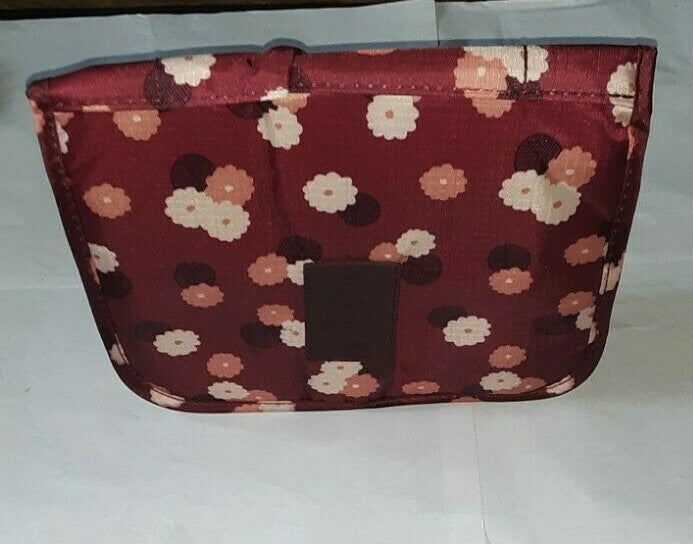 Hanging Travel Toiletry Bag - Floral Daisy Mint Cosmetic Organizer