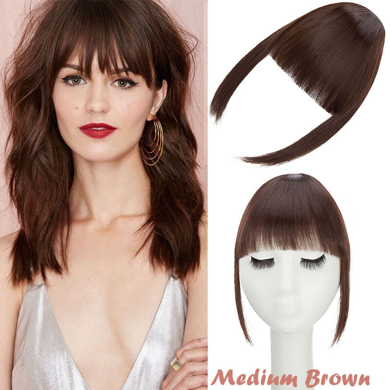 Clip-In Hair Bangs Extensions - Wispy, Natural, 9-inch Styles