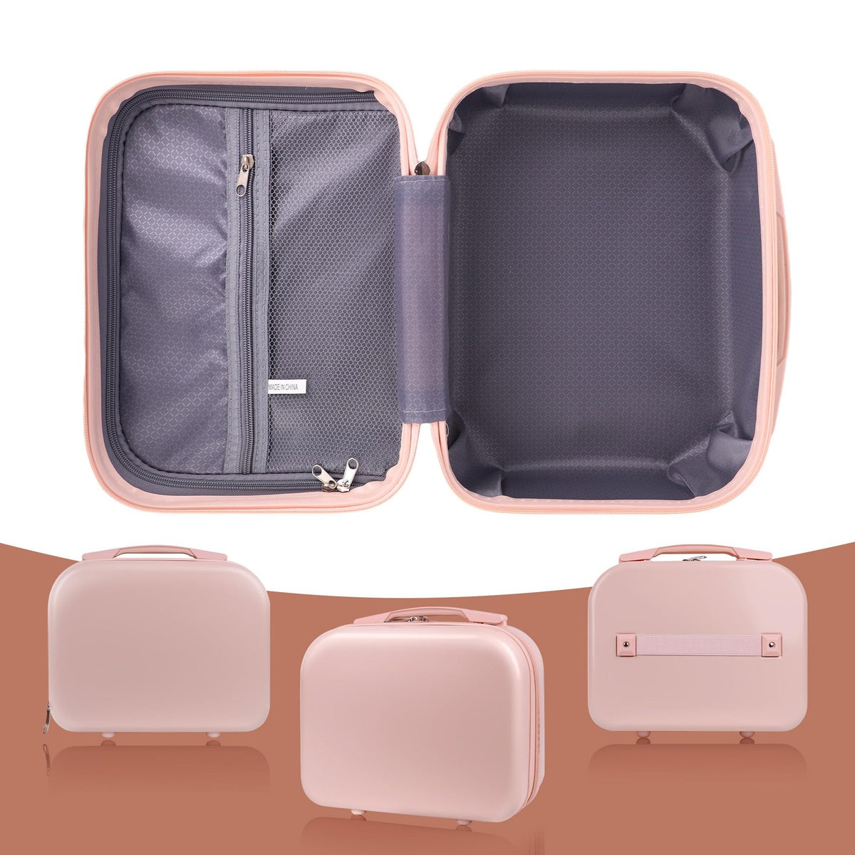 14 Inch Hard Shell Makeup Case Travel Toiletry Bag Carrying Luggage