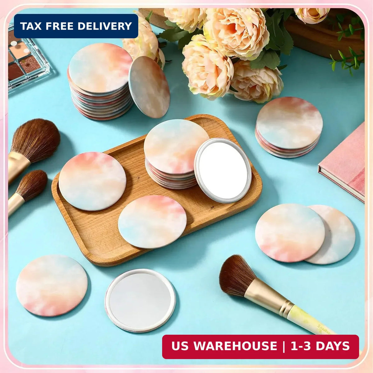 30 Pack Mini Pocket Mirrors - 2.75 Inch Pastel Compact Handheld Mirrors for Travel & Gifts