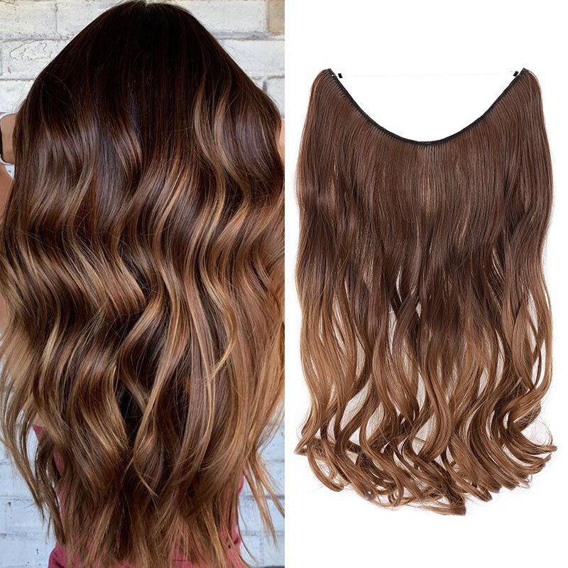 Invisible Wire Hair Extensions - Natural Synthetic Length & Body Wavy or Straight