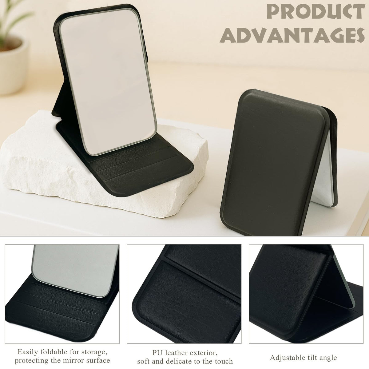 Ultralight Folding Travel Hand Mirror - Compact Makeup & Grooming Mirror