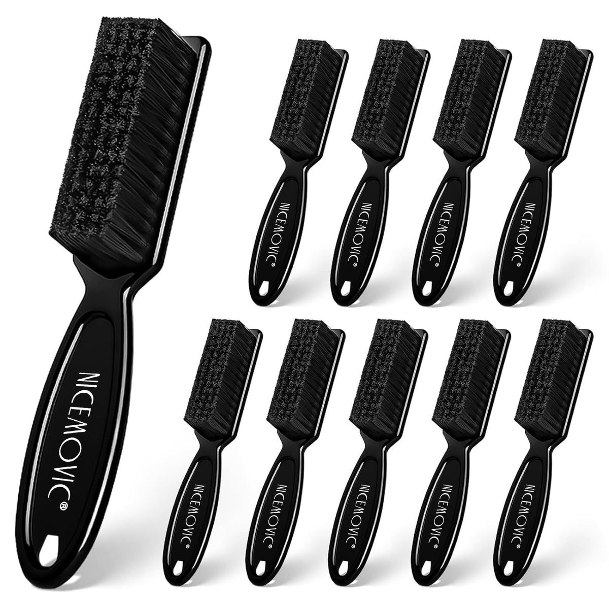 Barber Clipper Cleaning Brushes Set - 10 Black Plastic Handle Brushes for Hair & Grooming