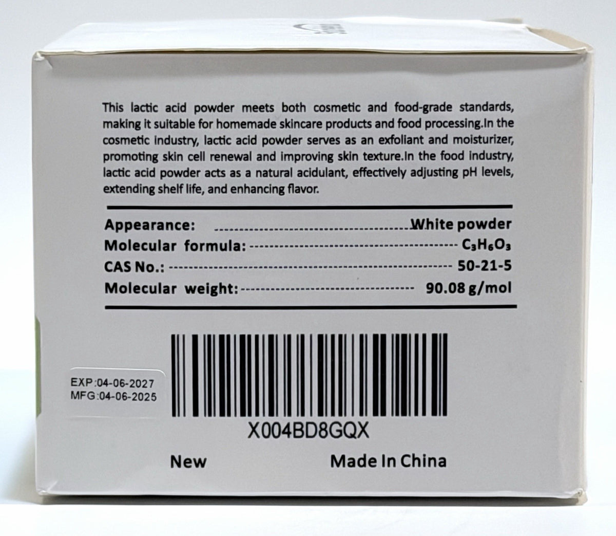 Lactic Acid Powder 10 oz Food & Cosmetic Grade for Skincare & Food Processing