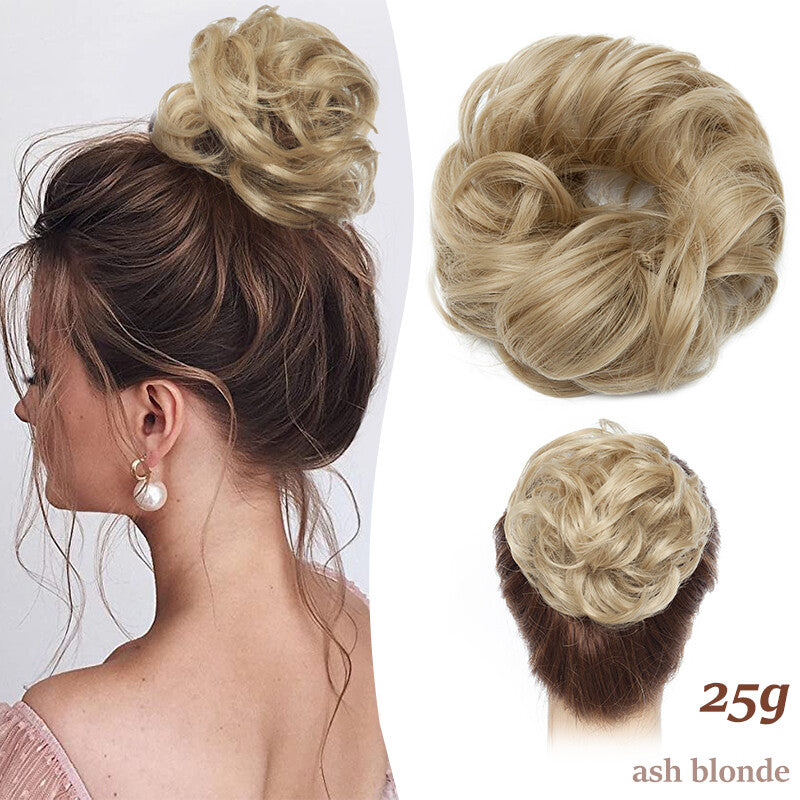 Natural Curly Messy Bun Hair Piece Extensions - Real Human Hair, Updo Scrunchie