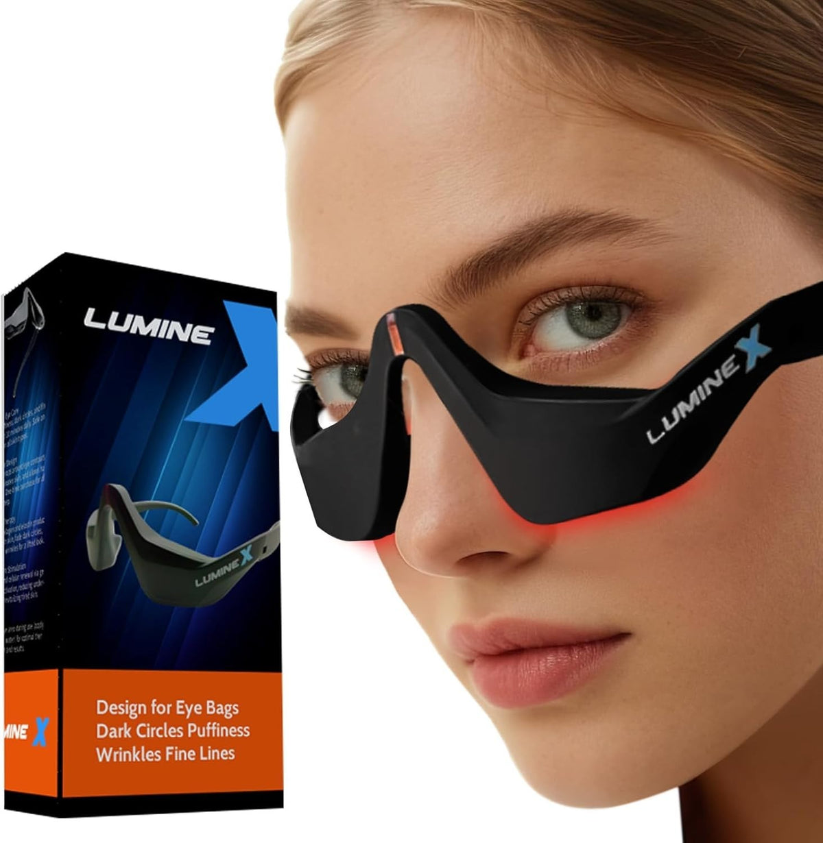 Under-Eye Red Light Therapy Device & Microcurrent Eye Massager Reducing Wrinkles