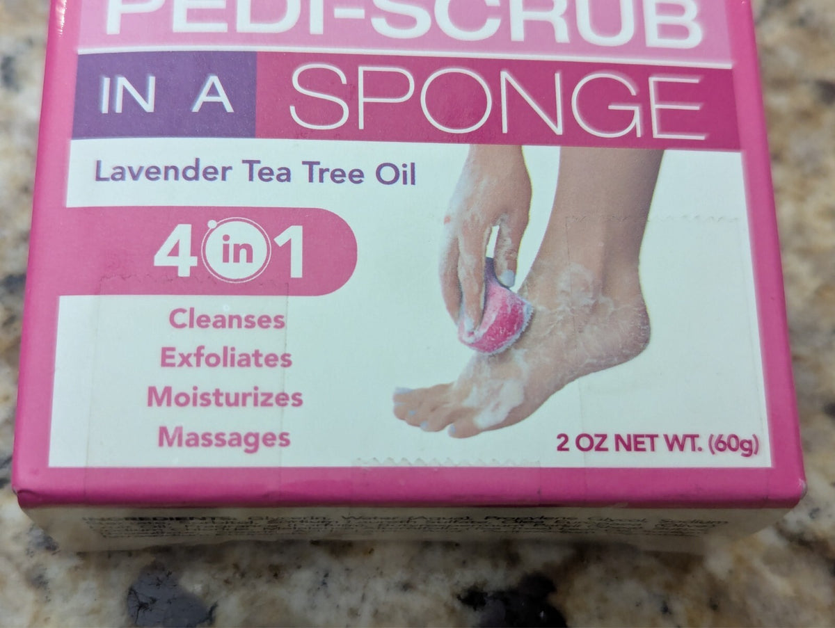 Spongeables Pedi-Scrub In A Sponge Lavender Tea Tree Oil lasts 20