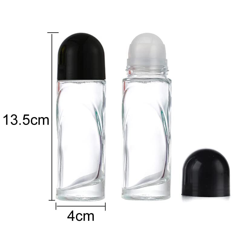 70ml Glass Roll-On Bottles for Essential Oils and Deodorant - 2 Pack