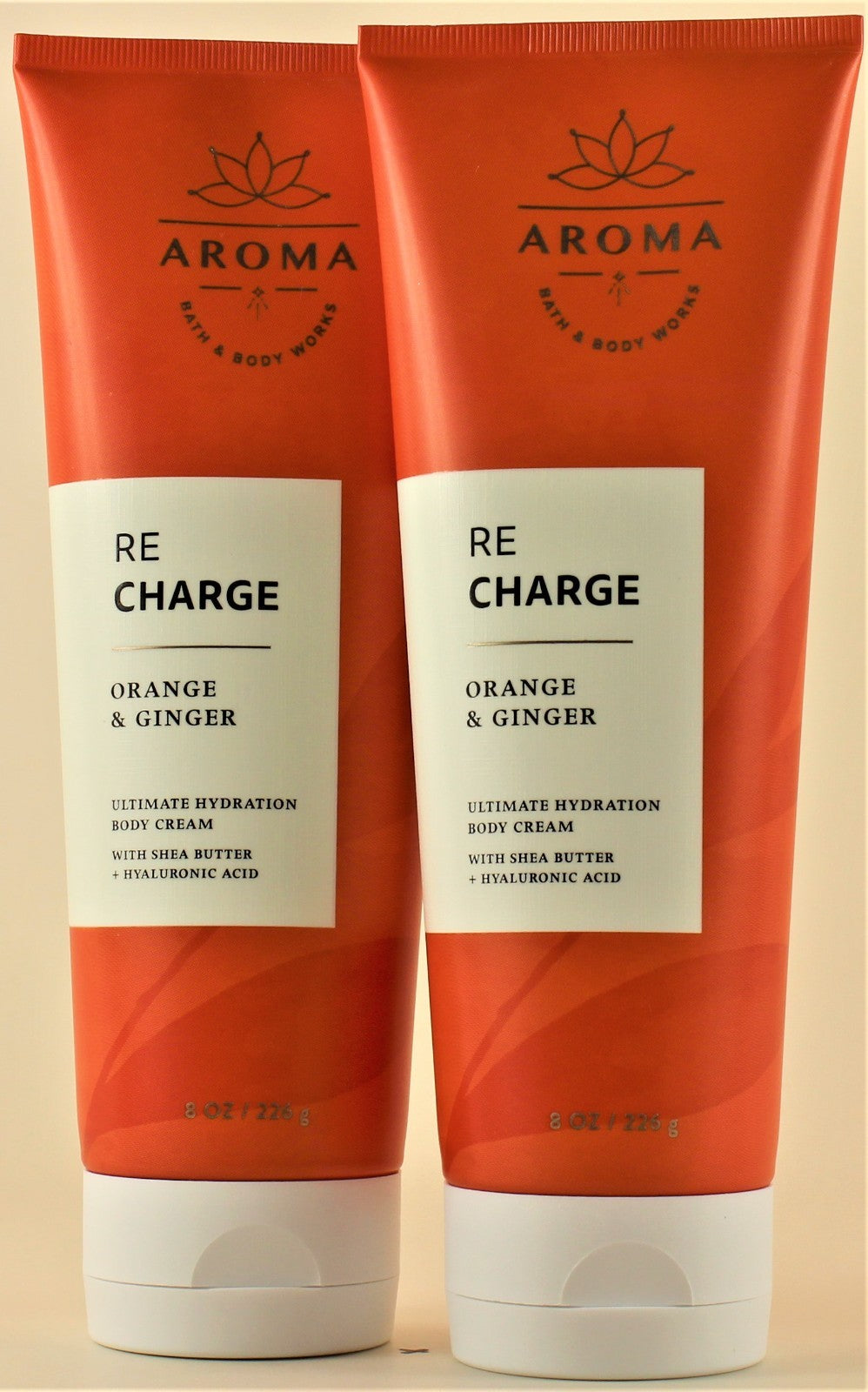 QTY 2 - Bath & Body Works RE CHARGE ORANGE GINGER Cream Lotion 8oz