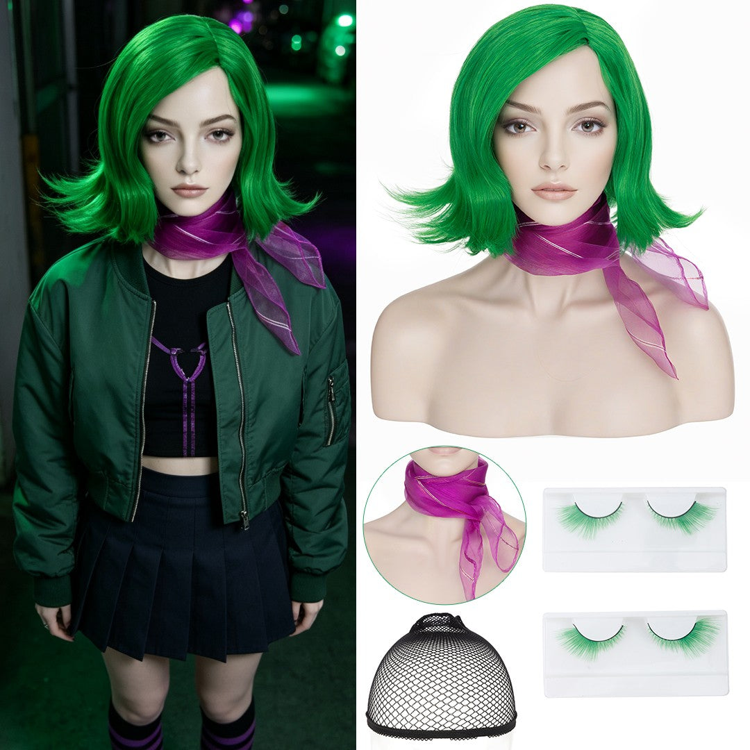 Women Cosplay Wigs Curly Orange Red Halloween Costume Wig with Accessories