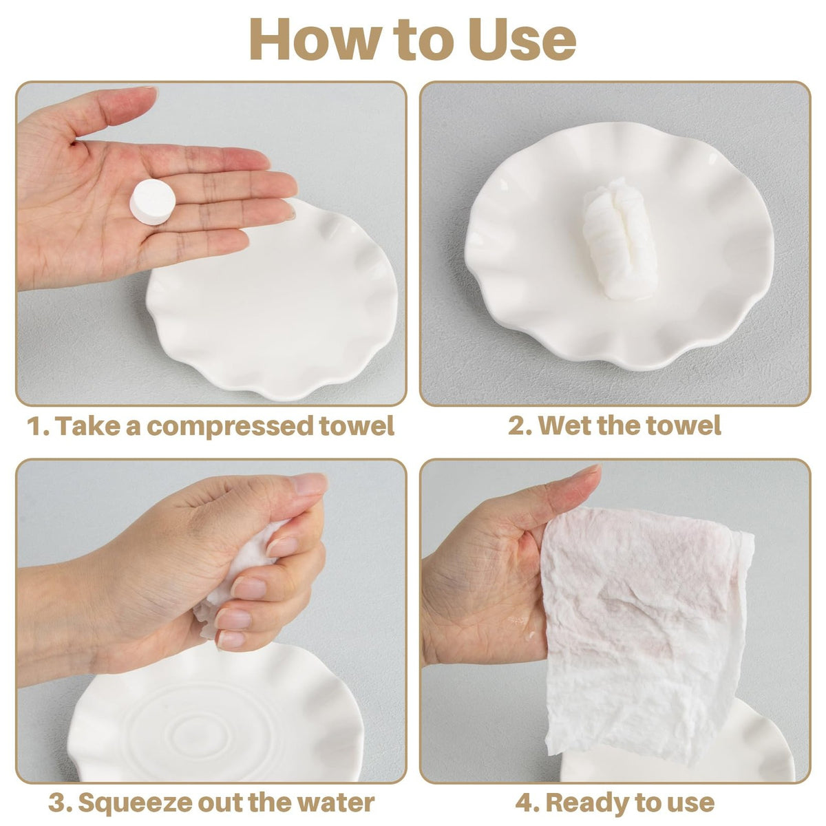 Disposable Compressed Towel Tablets - 100 Pack, Travel Face Wipes