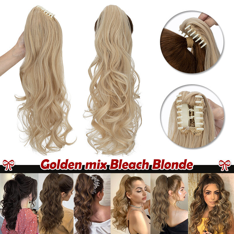30-Inch Fluffy Ponytail Hair Extension with Claw Clip - Straight & Wave Styles
