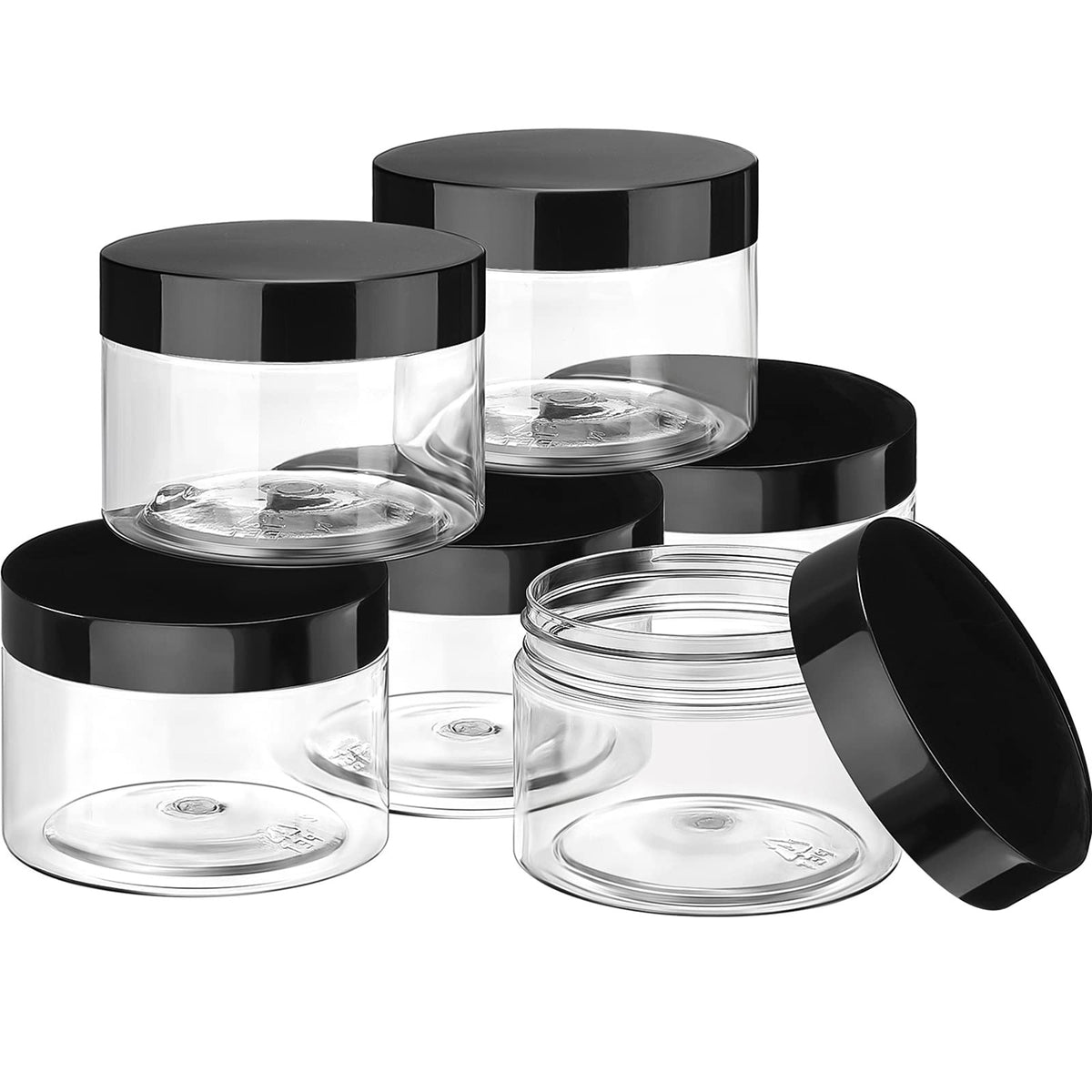 1oz Refillable Clear Plastic Cosmetic Jars with Leakproof Lids – Set of 6