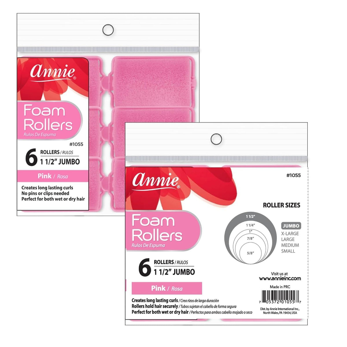 Jumbo Pink Foam Hair Rollers - Heatless Curlers for Effortless Waves, 6 Count