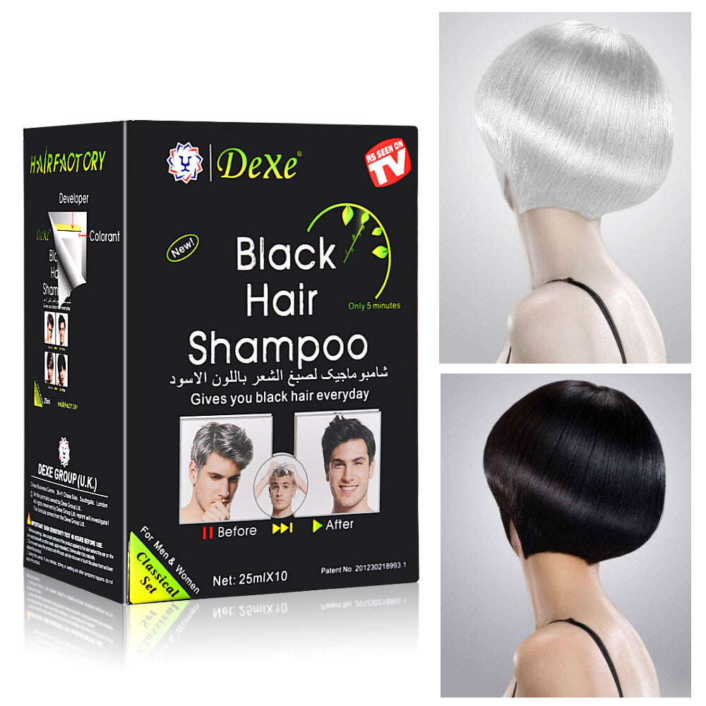 Black Hair Shampoo - 10 Sachets, Herbal Color & Repair