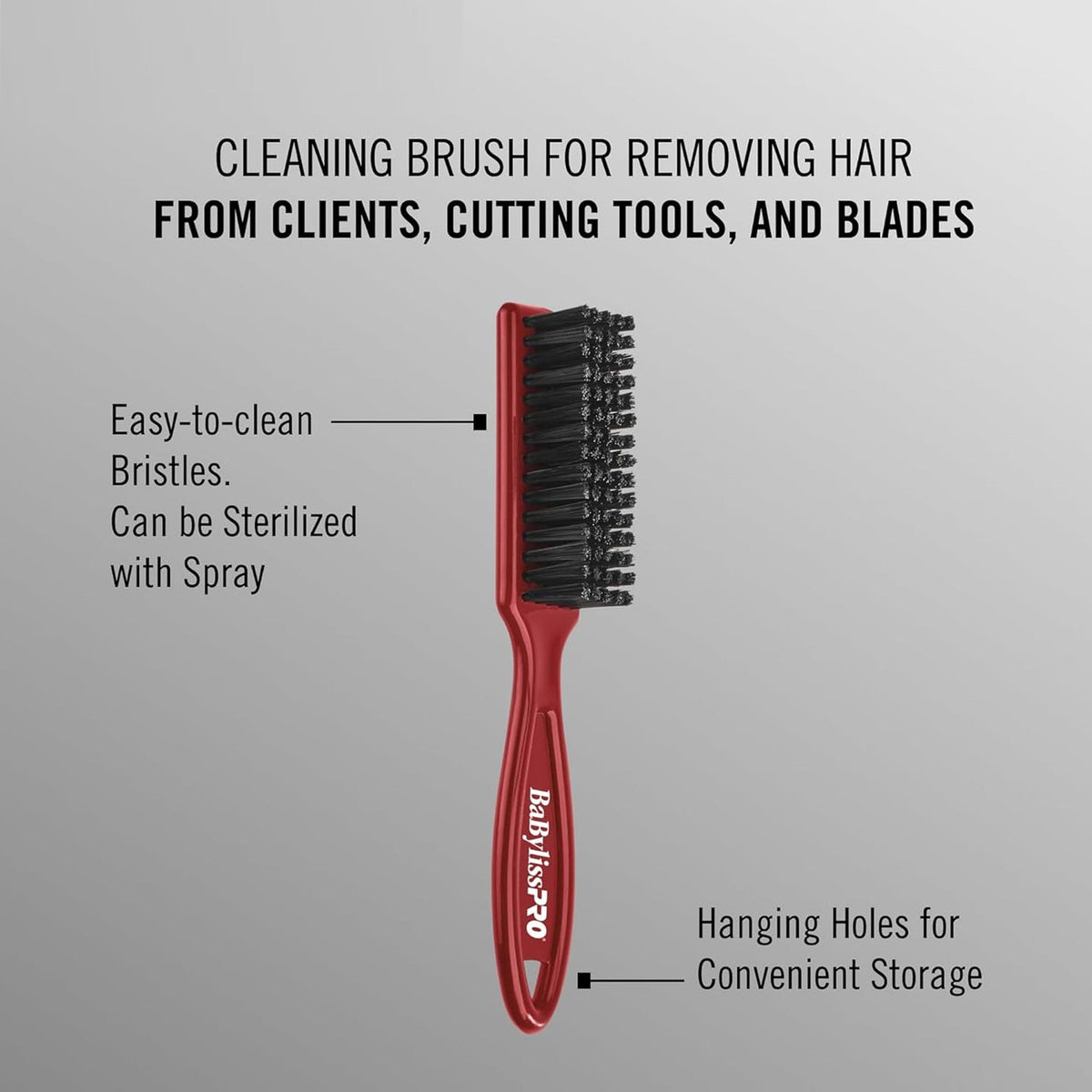 BaByliss Pro Fade Brush - Red Hair Cutting Tool for Barbers & Stylists