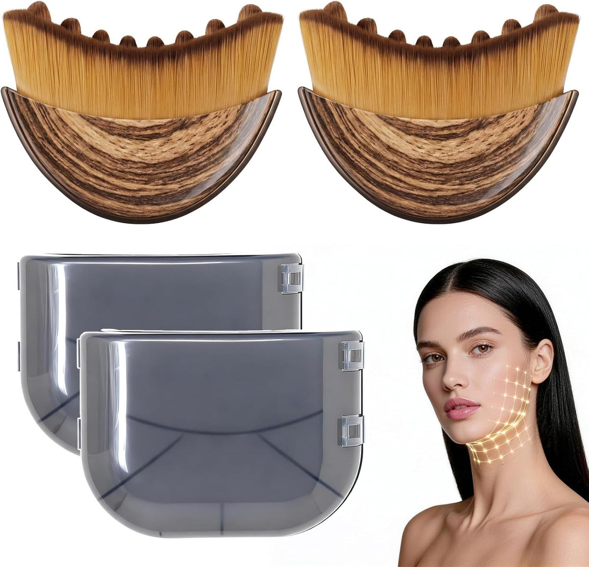 Lymphatic Face Brush Set for Puffiness & Contouring - Soft Bristles