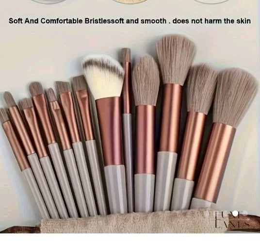 13-Piece Retro Makeup Brush Set with Hypoallergenic Nylon Bristles and Acrylic Handles
