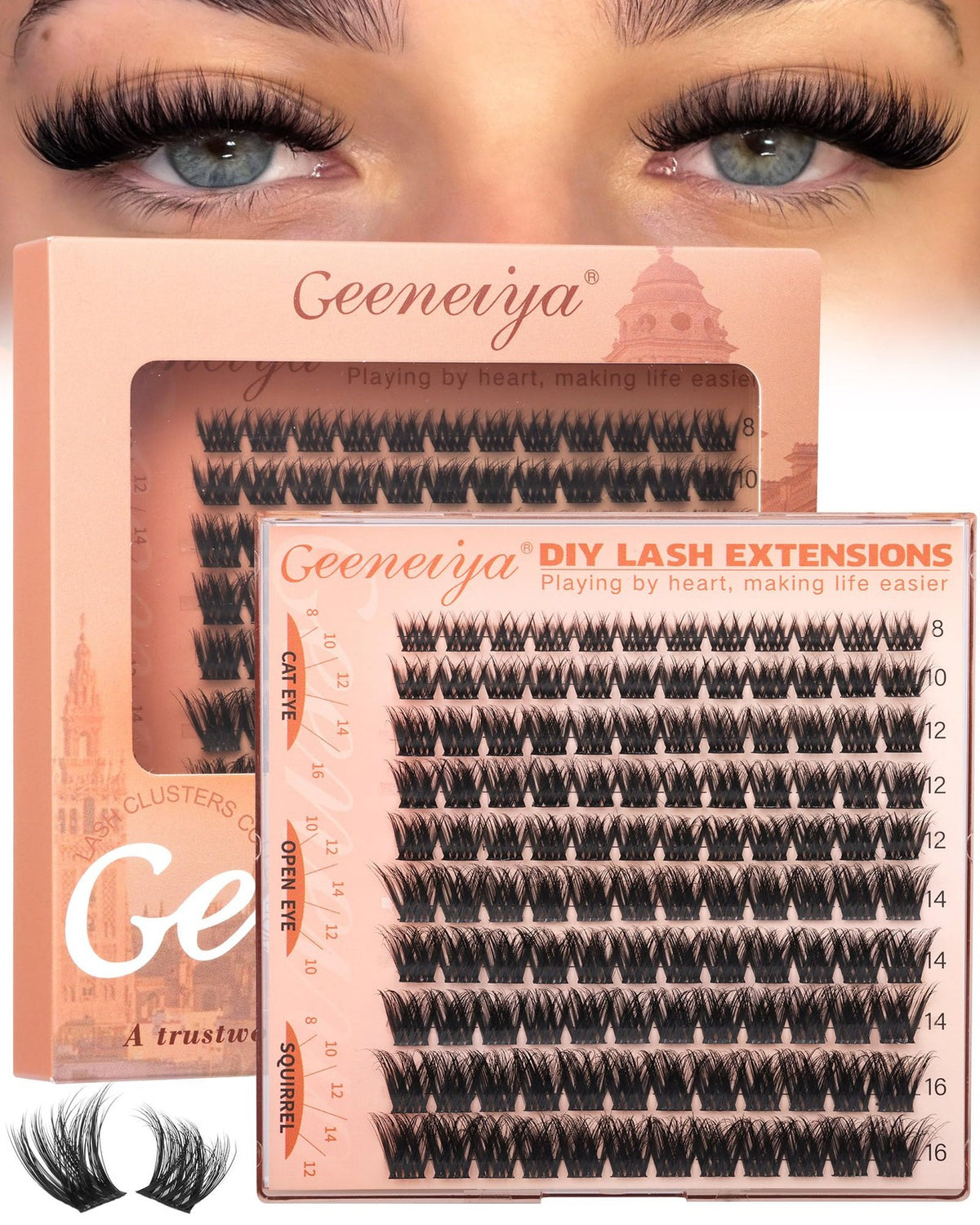 Fluffy Lash Clusters 8-16mm Natural 3D Eyelash Extensions Pack of 120