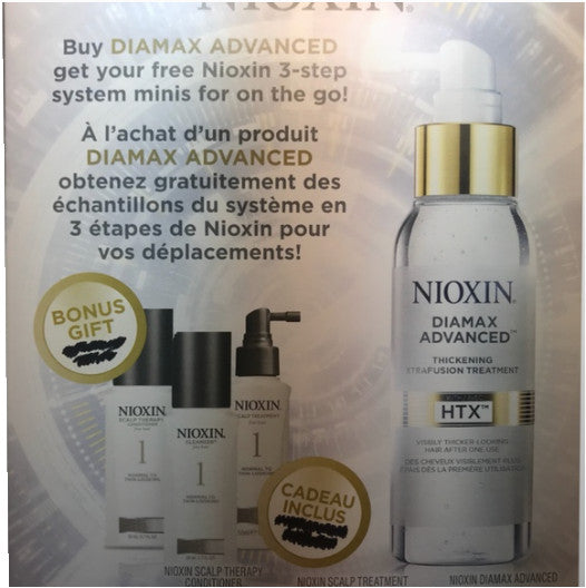 Nioxin Diamax Advanced Hair Thickening Treatment 3.38 oz + 3-Piece System Kit