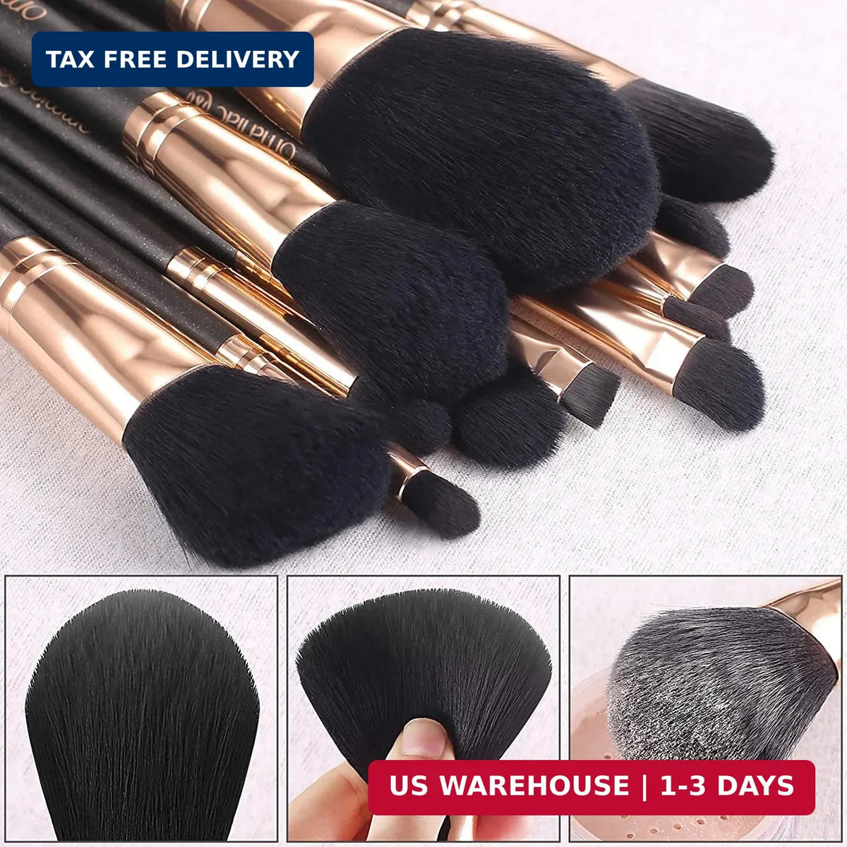 Professional Makeup Brush Set with 12 Pearlescent Handles and Travel Case