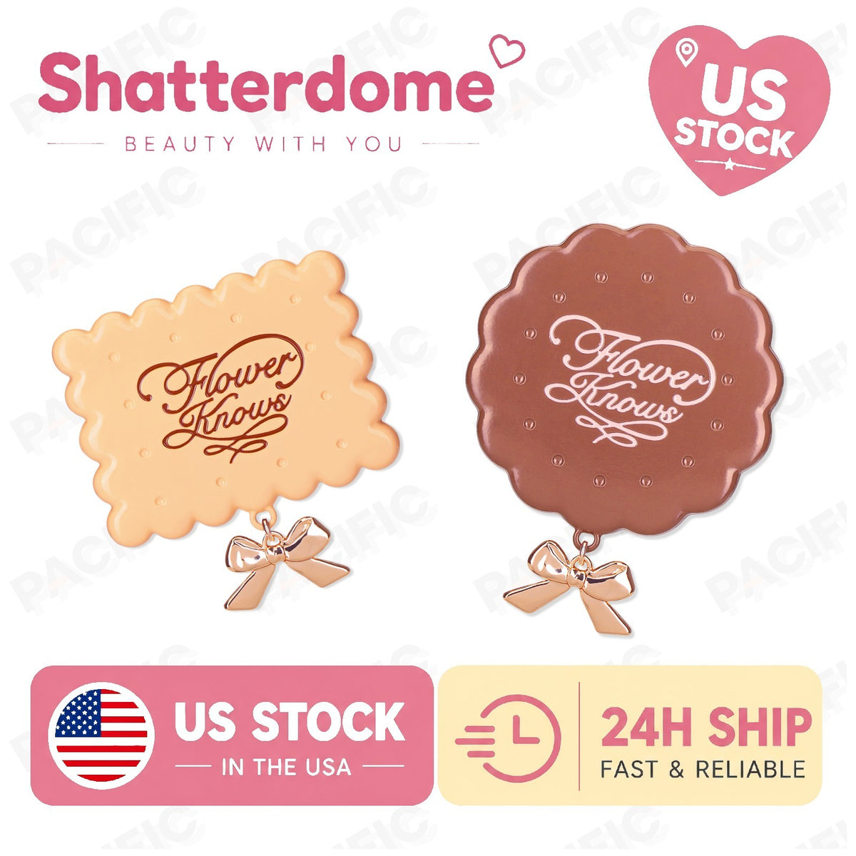 Flower Knows Sweetie Bear Biscuit Hair Clips Set of 2 Cookie Cocoa US