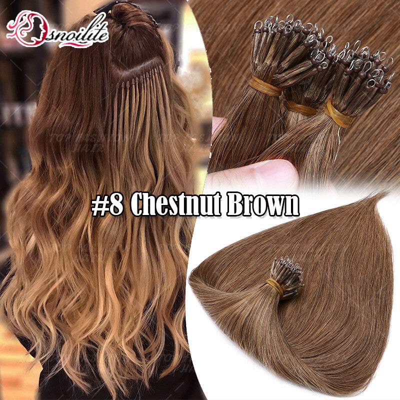 Human Remy Hair Extensions Micro Loop Nano Ring Full Head Salon Use