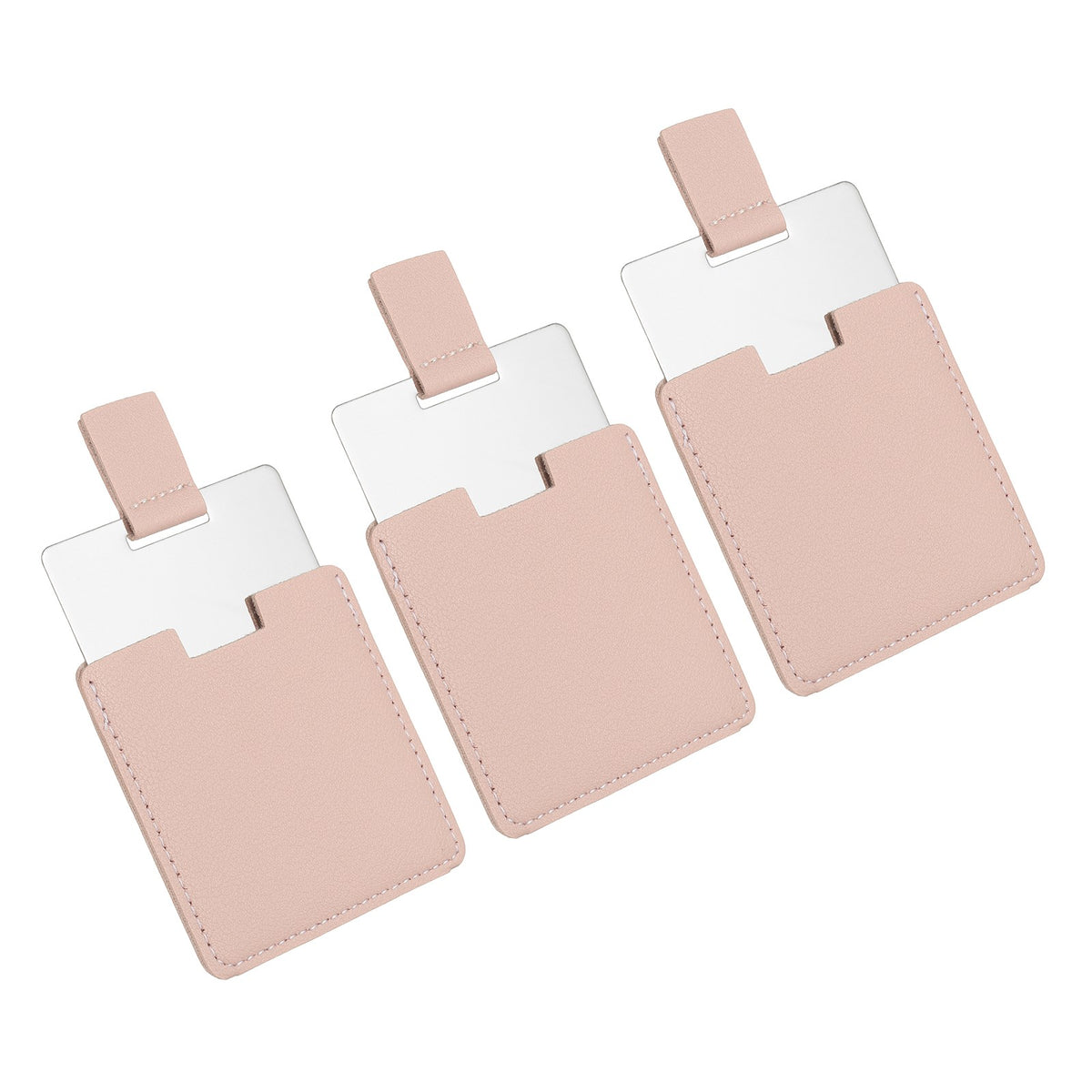 Mini Travel Pocket Mirror Set - Pink, 3 Pieces, Compact & Durable