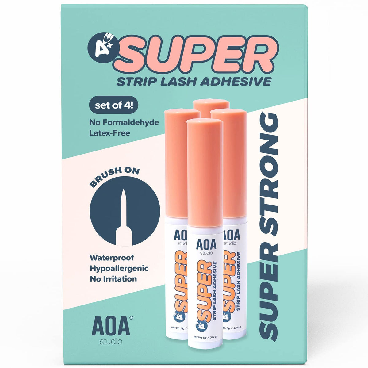 Waterproof Lash Glue 4-Pack - Strong Hold, Clear, Latex-Free False Eyelash Adhesive
