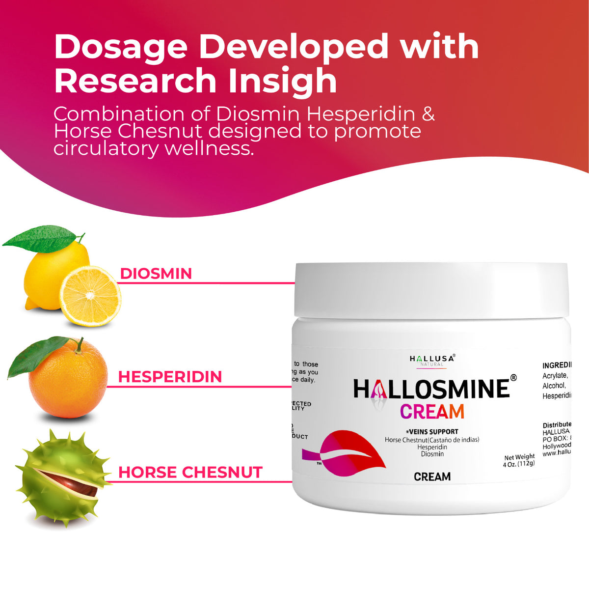 Varicose Veins Leg Cream with Diosmin & Horse Chestnut, 4oz