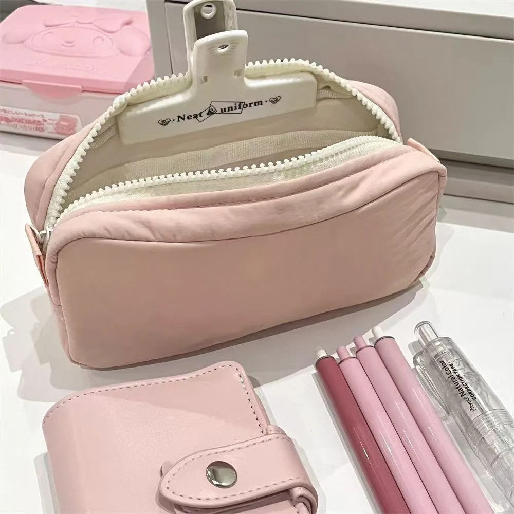 Large Capacity Stationery Pen Bag with Zipper - Durable Cloth Organizer
