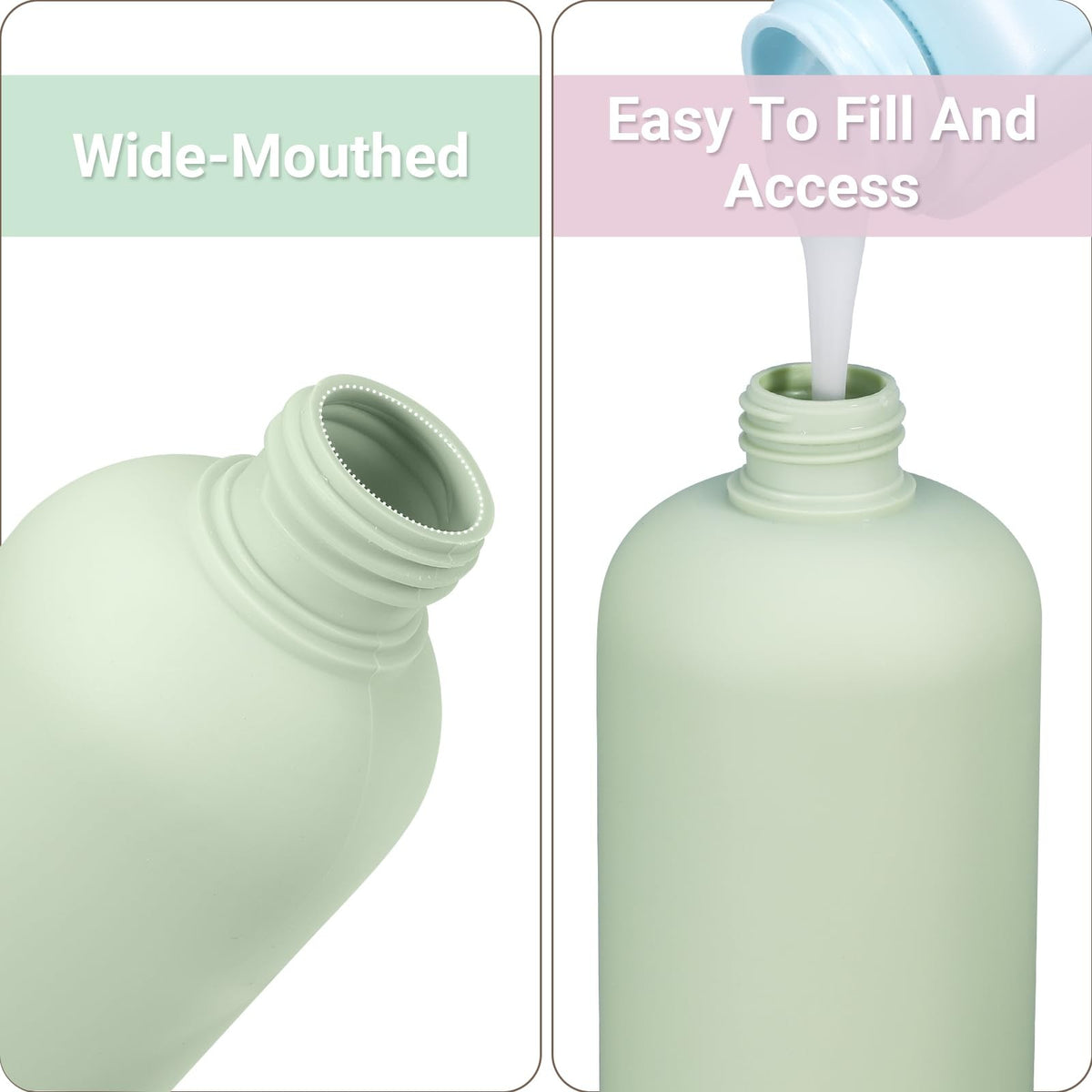 Travel Refillable Shampoo & Conditioner Bottles Set 13.5oz Green Plastic