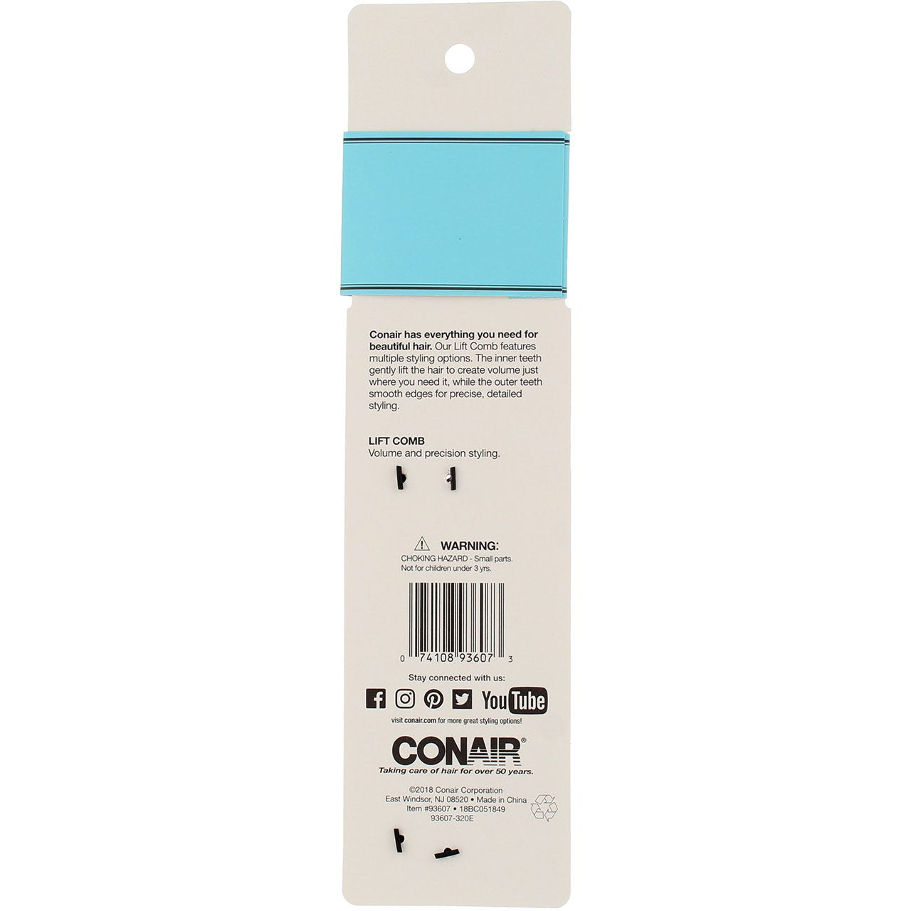 Conair Lift & Style Hair Comb 4-Pack - Volume and Styling Precision
