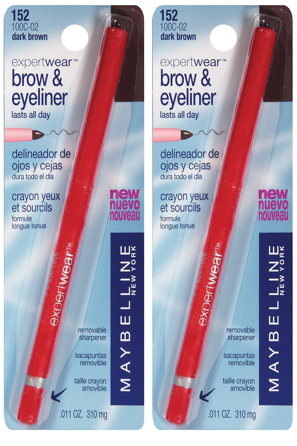 Maybelline Brow & Eyeliner Pencil Dark Brown 2 Pack - Long-Lasting Makeup