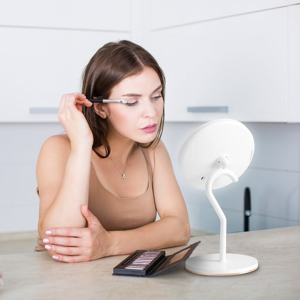 Dimmable 5X Lighted Makeup Mirror with 3 Light Colors & 360° Rotation