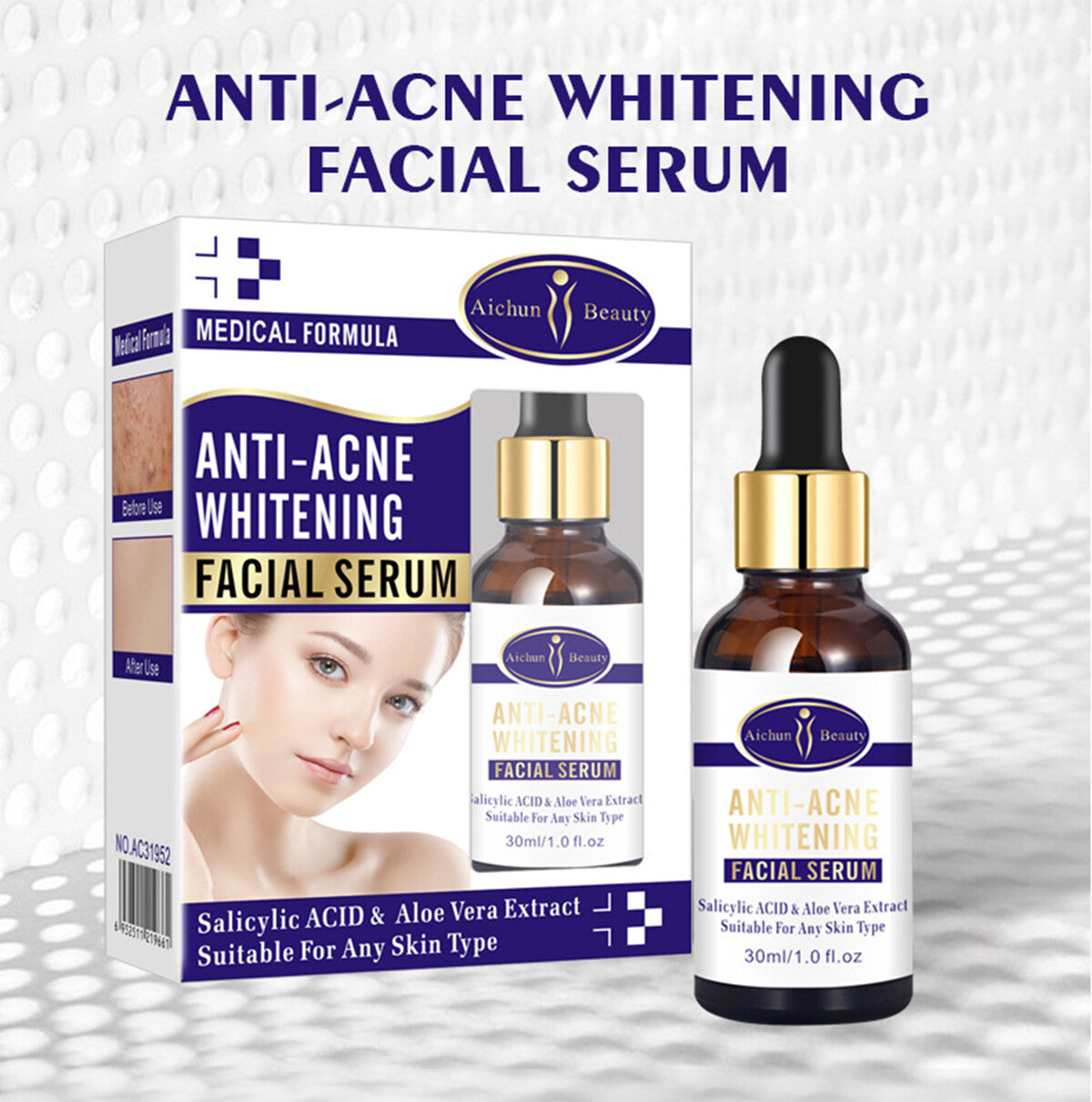 Anti-Acne Face Serum with Aloe Vera & Salicylic Acid for Skin Repair